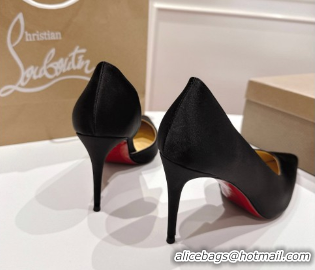Good Quality Christian Louboutin Iriza Pumps 8.5cm in Satin Black 1030121