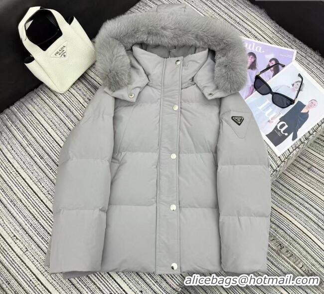 Most Popular Prada Down Jacket PR090405 Grey 2025
