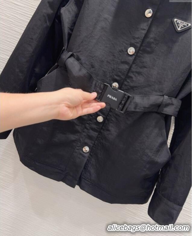 Super Quality Prada Jacket with Belt PR090409 Black 2025