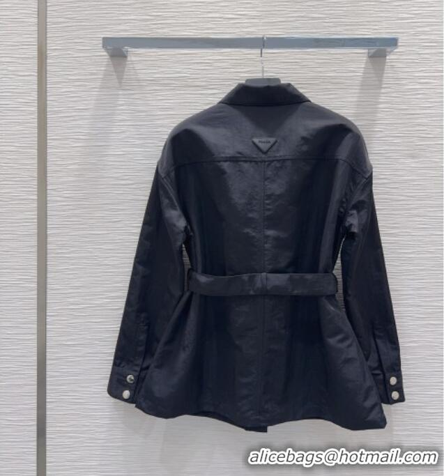 Super Quality Prada Jacket with Belt PR090409 Black 2025