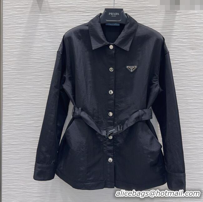 Super Quality Prada Jacket with Belt PR090409 Black 2025
