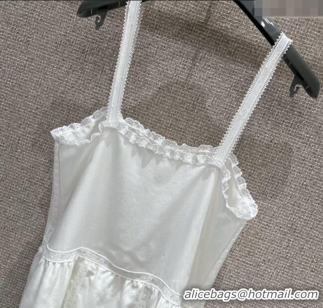 Luxury Cheap Prada Cotton and Lace Dress PR090419 White 2025