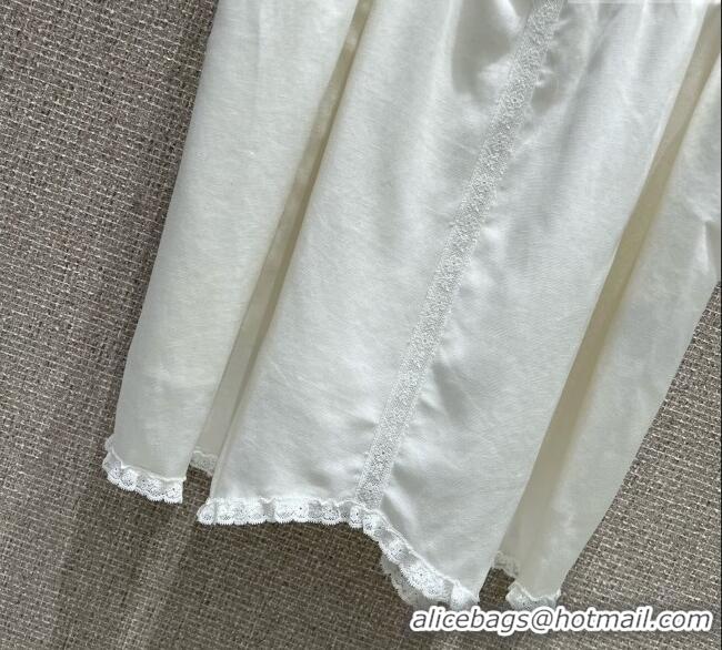 Luxury Cheap Prada Cotton and Lace Dress PR090419 White 2025
