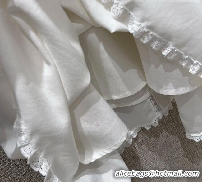 Luxury Cheap Prada Cotton and Lace Dress PR090419 White 2025