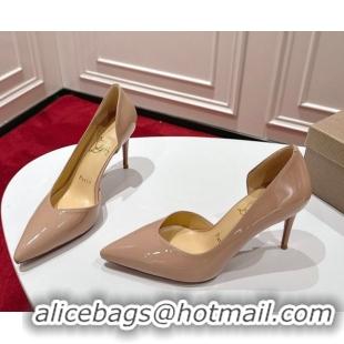 Stylish Christian Louboutin Iriza Pumps 8.5cm in Patent Leather Nude Pink 1030122