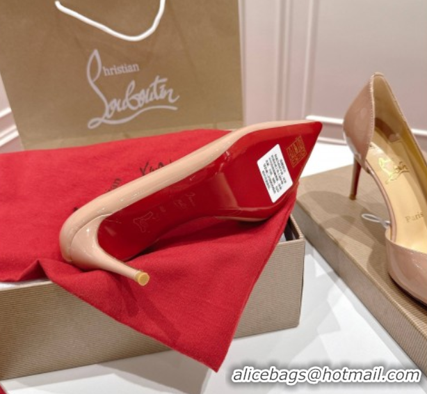 Stylish Christian Louboutin Iriza Pumps 8.5cm in Patent Leather Nude Pink 1030122