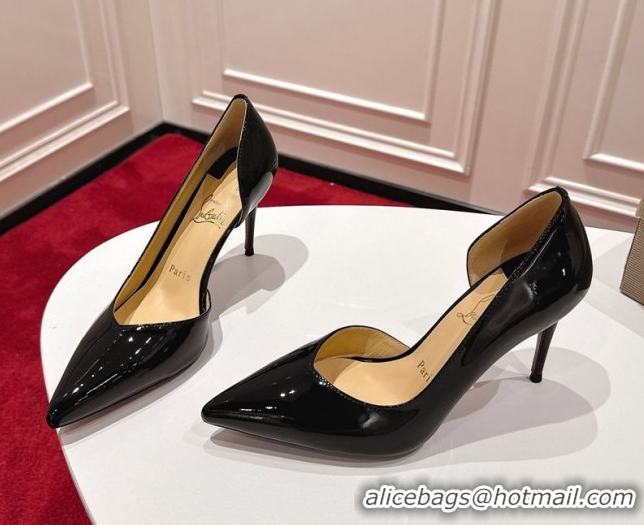 Grade Quality Christian Louboutin Iriza Pumps 8.5cm in Patent Leather Black 1030123