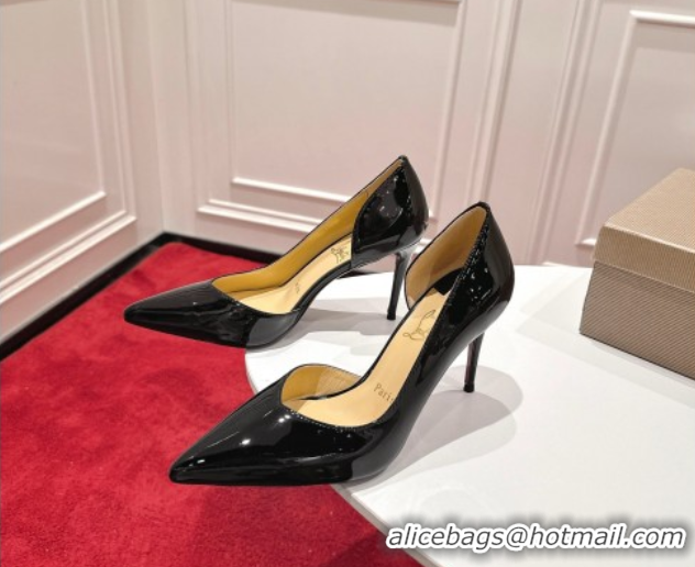 Grade Quality Christian Louboutin Iriza Pumps 8.5cm in Patent Leather Black 1030123