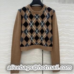 Fashion Discount Prada Cashmere Plaid Sweater PR090426 Brown 2025
