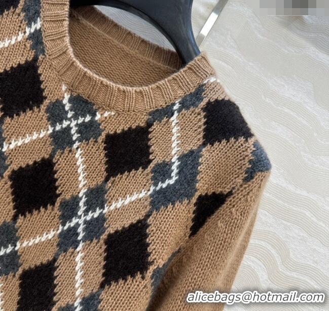 Fashion Discount Prada Cashmere Plaid Sweater PR090426 Brown 2025