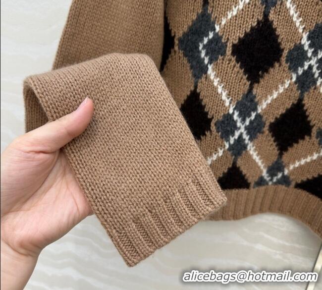 Fashion Discount Prada Cashmere Plaid Sweater PR090426 Brown 2025