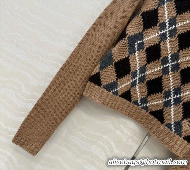 Fashion Discount Prada Cashmere Plaid Sweater PR090426 Brown 2025