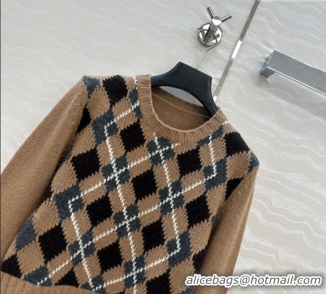 Fashion Discount Prada Cashmere Plaid Sweater PR090426 Brown 2025