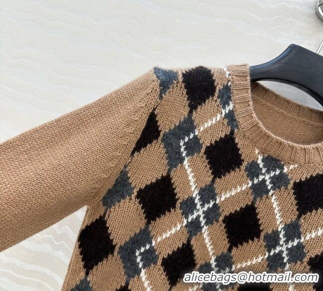 Fashion Discount Prada Cashmere Plaid Sweater PR090426 Brown 2025