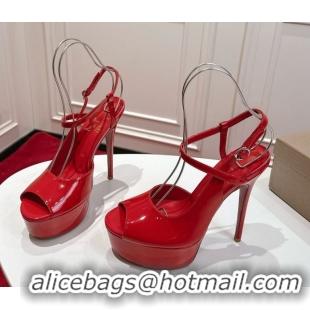 Good Product Christian Louboutin Jenlove Alta Platform Sandals 15cm in Patent Leather Red 1030127