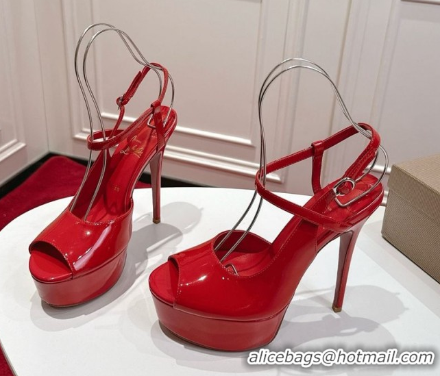 Good Product Christian Louboutin Jenlove Alta Platform Sandals 15cm in Patent Leather Red 1030127