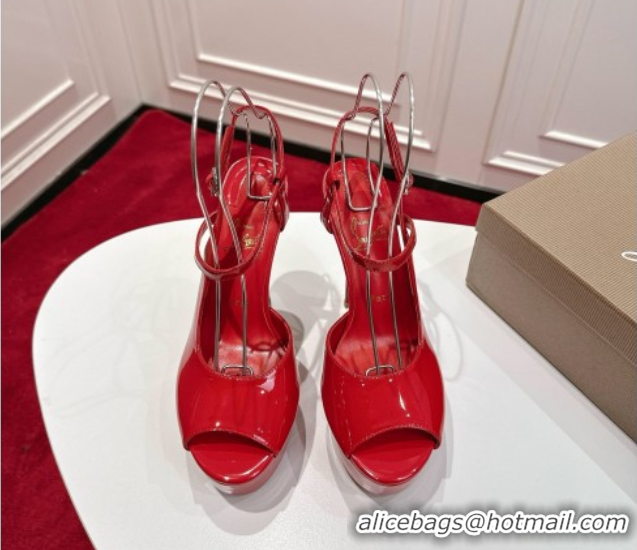 Good Product Christian Louboutin Jenlove Alta Platform Sandals 15cm in Patent Leather Red 1030127
