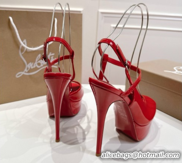 Good Product Christian Louboutin Jenlove Alta Platform Sandals 15cm in Patent Leather Red 1030127