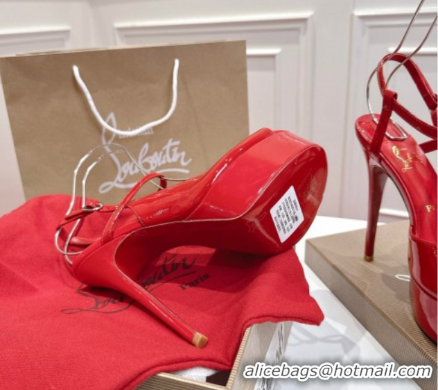 Good Product Christian Louboutin Jenlove Alta Platform Sandals 15cm in Patent Leather Red 1030127