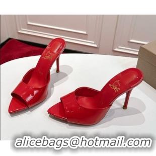 Buy Luxury Christian Louboutin Miss Z Heel Slides Sandal 10cm in Patent Leather Red 1030135