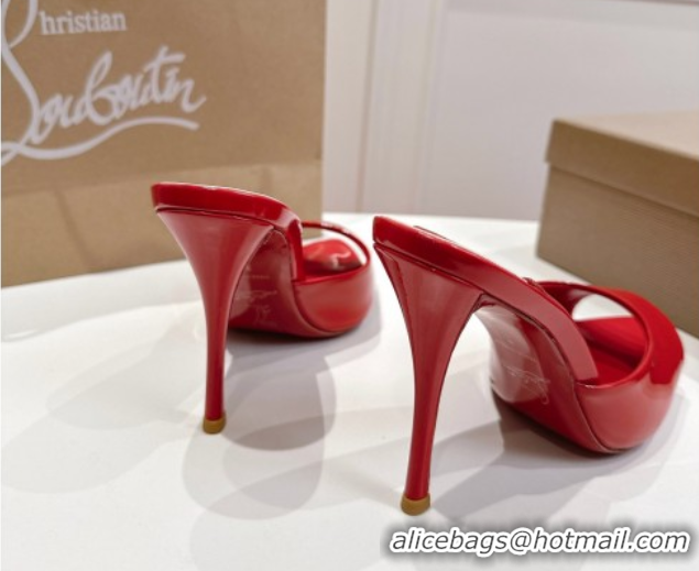 Buy Luxury Christian Louboutin Miss Z Heel Slides Sandal 10cm in Patent Leather Red 1030135