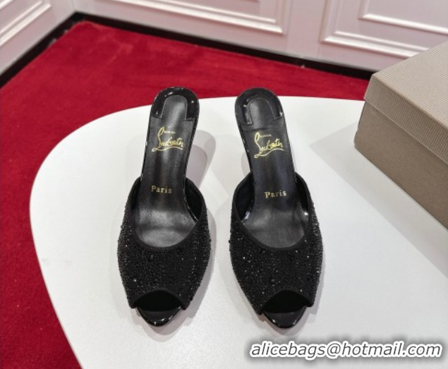 Shop Cheap Christian Louboutin Me Dolly Strass Heel Slides Sandal 5.5cm Black 1030136