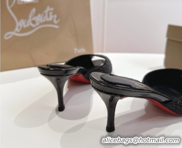 Shop Cheap Christian Louboutin Me Dolly Strass Heel Slides Sandal 5.5cm Black 1030136