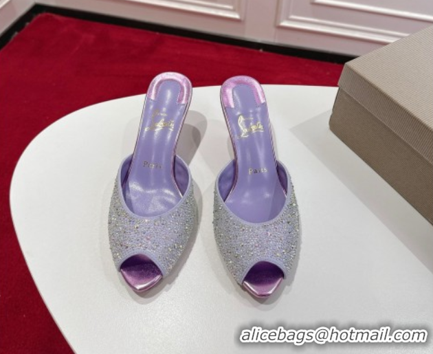 Best Price Christian Louboutin Me Dolly Strass Heel Slides Sandal 5.5cm Purple 1030137