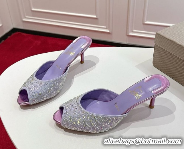 Best Price Christian Louboutin Me Dolly Strass Heel Slides Sandal 5.5cm Purple 1030137