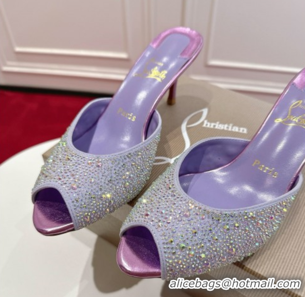 Best Price Christian Louboutin Me Dolly Strass Heel Slides Sandal 5.5cm Purple 1030137