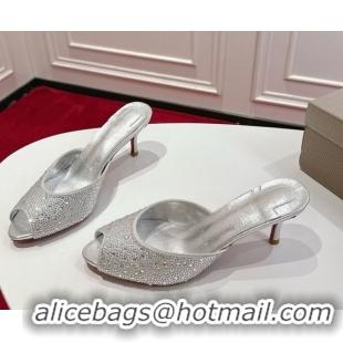 Buy Discount Christian Louboutin Me Dolly Strass Heel Slides Sandal 5.5cm Silver 1030138