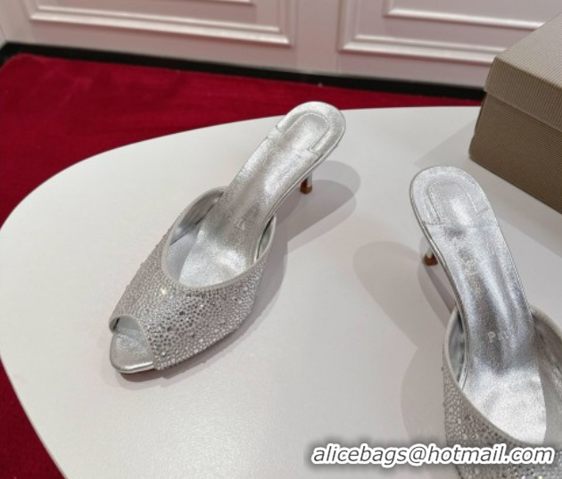 Buy Discount Christian Louboutin Me Dolly Strass Heel Slides Sandal 5.5cm Silver 1030138