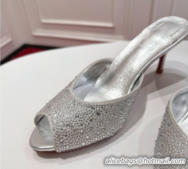 Buy Discount Christian Louboutin Me Dolly Strass Heel Slides Sandal 5.5cm Silver 1030138