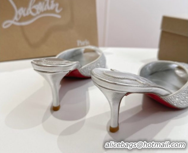 Buy Discount Christian Louboutin Me Dolly Strass Heel Slides Sandal 5.5cm Silver 1030138