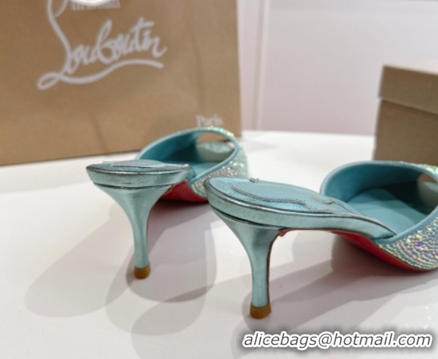 Low Cost Christian Louboutin Me Dolly Strass Heel Slides Sandal 5.5cm Green 1030139
