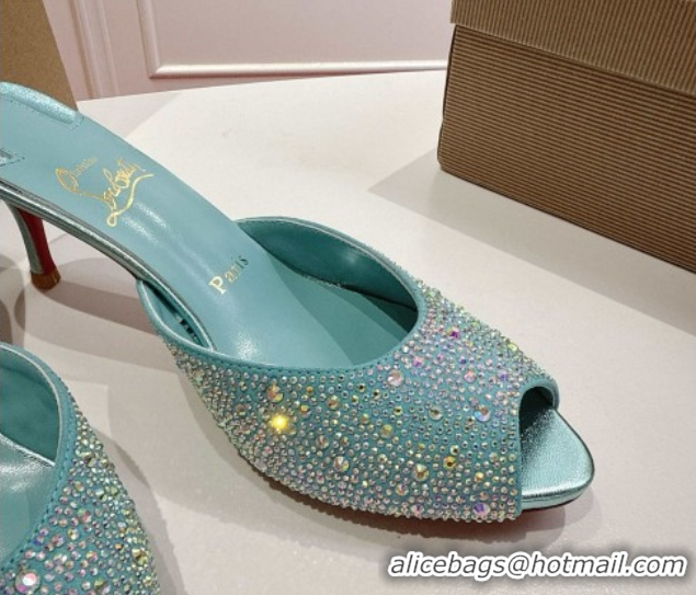 Low Cost Christian Louboutin Me Dolly Strass Heel Slides Sandal 5.5cm Green 1030139