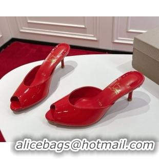 Top Grade Christian Louboutin Me Dolly Heel Slides Sandal 5.5cm in Patent Leather Red 1030145
