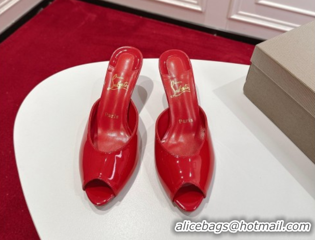 Top Grade Christian Louboutin Me Dolly Heel Slides Sandal 5.5cm in Patent Leather Red 1030145