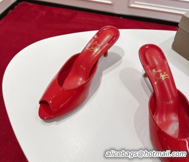 Top Grade Christian Louboutin Me Dolly Heel Slides Sandal 5.5cm in Patent Leather Red 1030145
