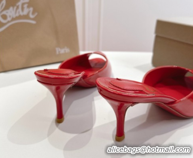 Top Grade Christian Louboutin Me Dolly Heel Slides Sandal 5.5cm in Patent Leather Red 1030145