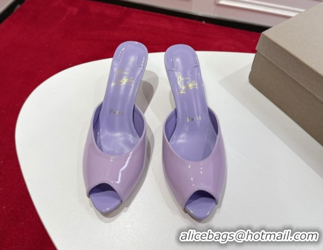 Good Looking Christian Louboutin Me Dolly Heel Slides Sandal 5.5cm in Patent Leather Purple 1030147