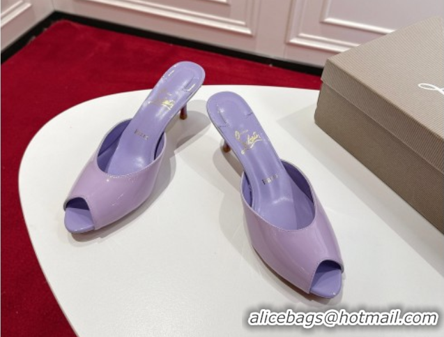 Good Looking Christian Louboutin Me Dolly Heel Slides Sandal 5.5cm in Patent Leather Purple 1030147