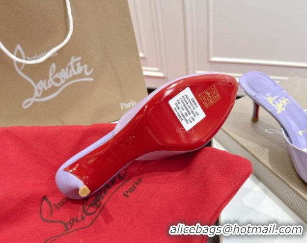 Good Looking Christian Louboutin Me Dolly Heel Slides Sandal 5.5cm in Patent Leather Purple 1030147