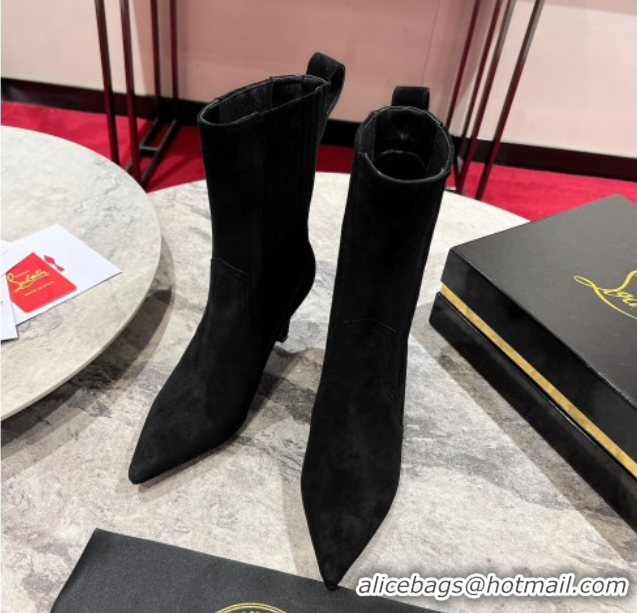 Best Product Christian Louboutin Santigag Heel Ankle Boots 8.5cm in Suede Black 1030149