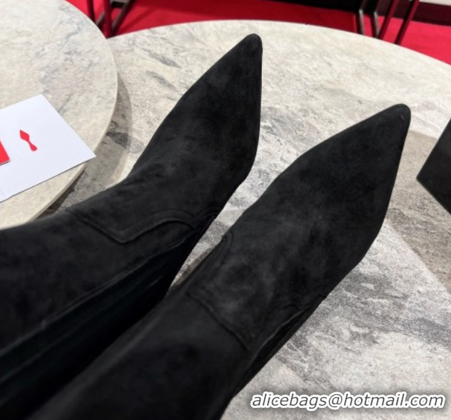 Best Product Christian Louboutin Santigag Heel Ankle Boots 8.5cm in Suede Black 1030149