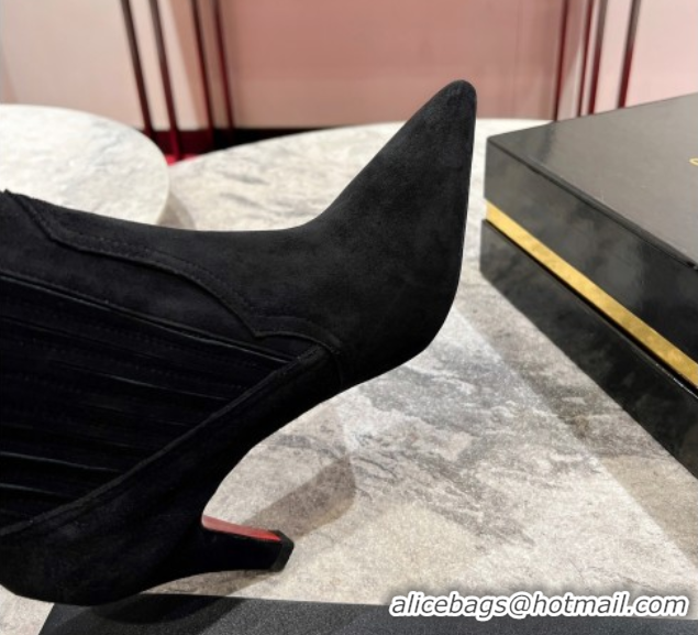 Best Product Christian Louboutin Santigag Heel Ankle Boots 8.5cm in Suede Black 1030149