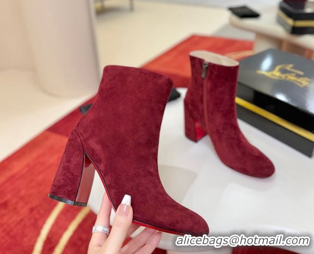 Crafted Christian Louboutin Turela Heel Ankle Boots 8.5cm in Suede Red 1030150
