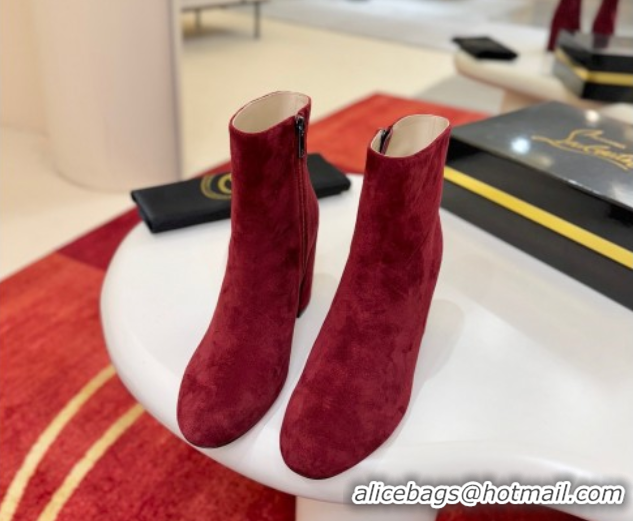Crafted Christian Louboutin Turela Heel Ankle Boots 8.5cm in Suede Red 1030150