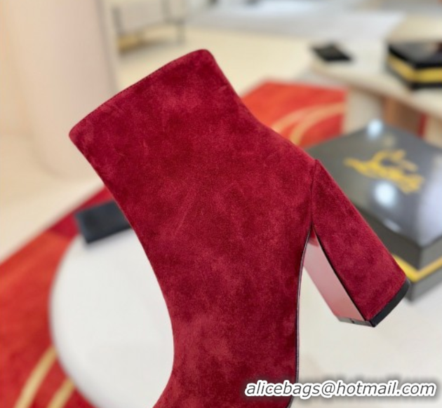 Crafted Christian Louboutin Turela Heel Ankle Boots 8.5cm in Suede Red 1030150