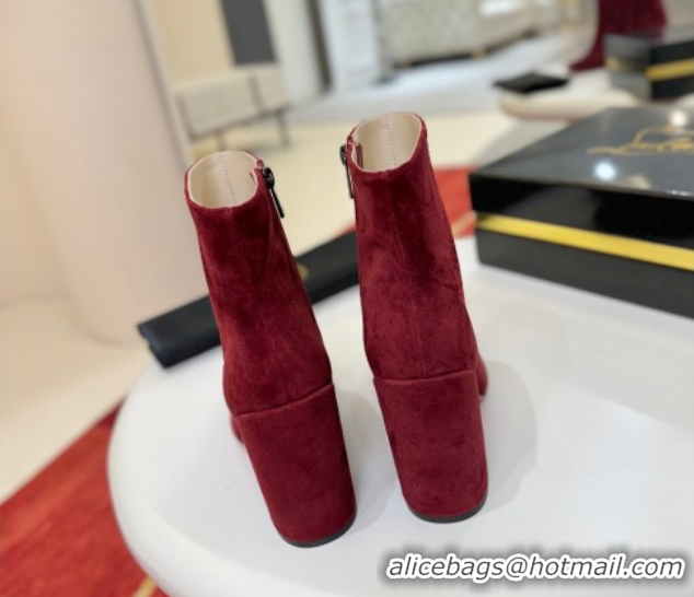 Crafted Christian Louboutin Turela Heel Ankle Boots 8.5cm in Suede Red 1030150